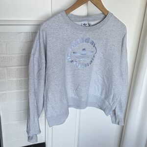 Adidas Originals Logo Light Gray Crewneck Pullover Sweater Womens Large